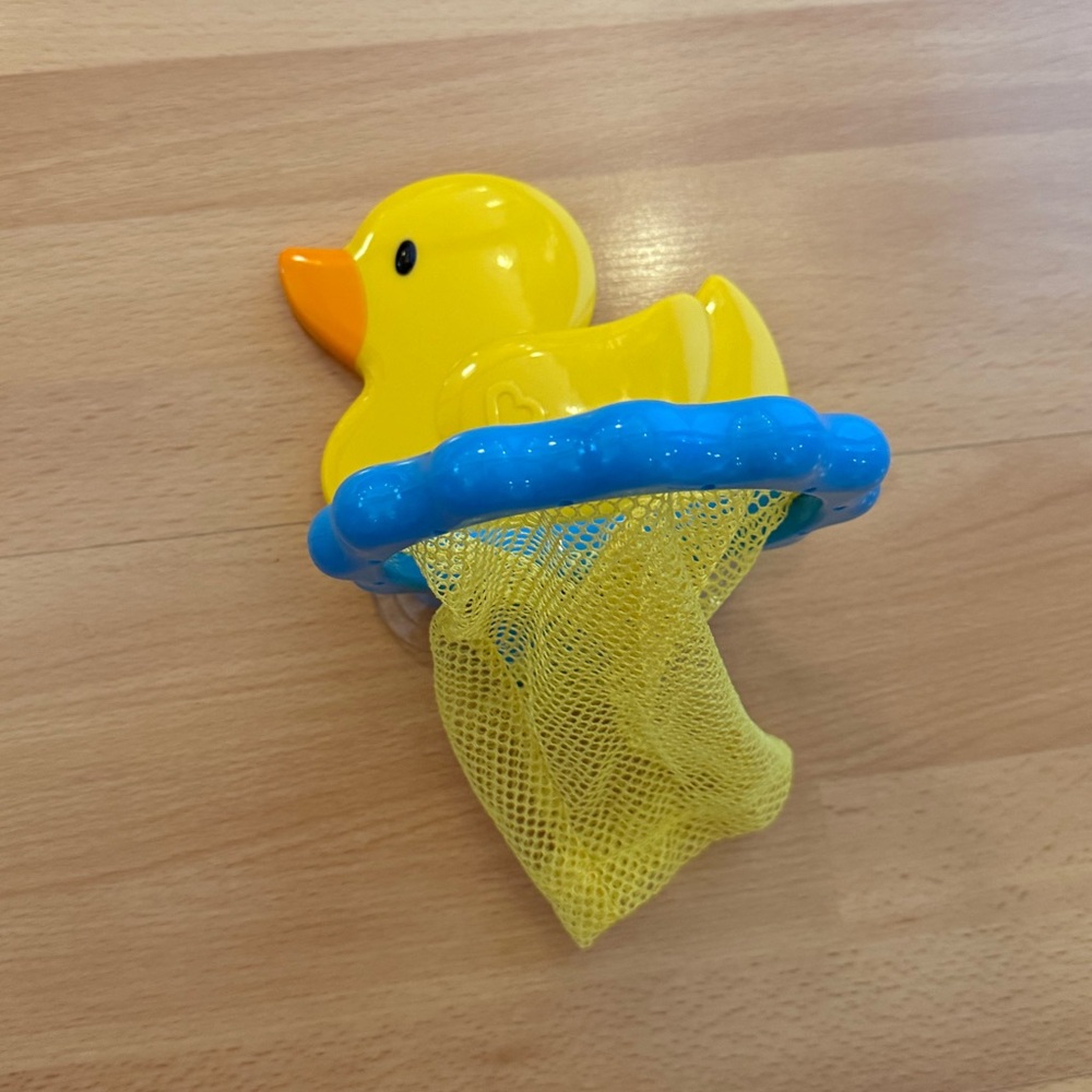 Yellow Duck Bath Toy with Blue Hoop